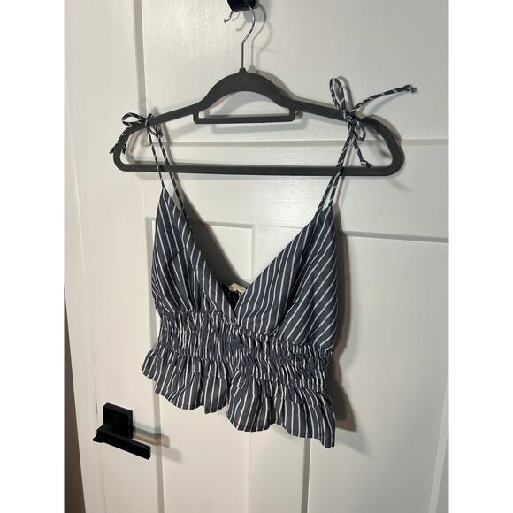 NEW! Womens Striped Cropped Tank Size L Boho Cottagecore Summer Blouse Large - Picture 4 of 9
